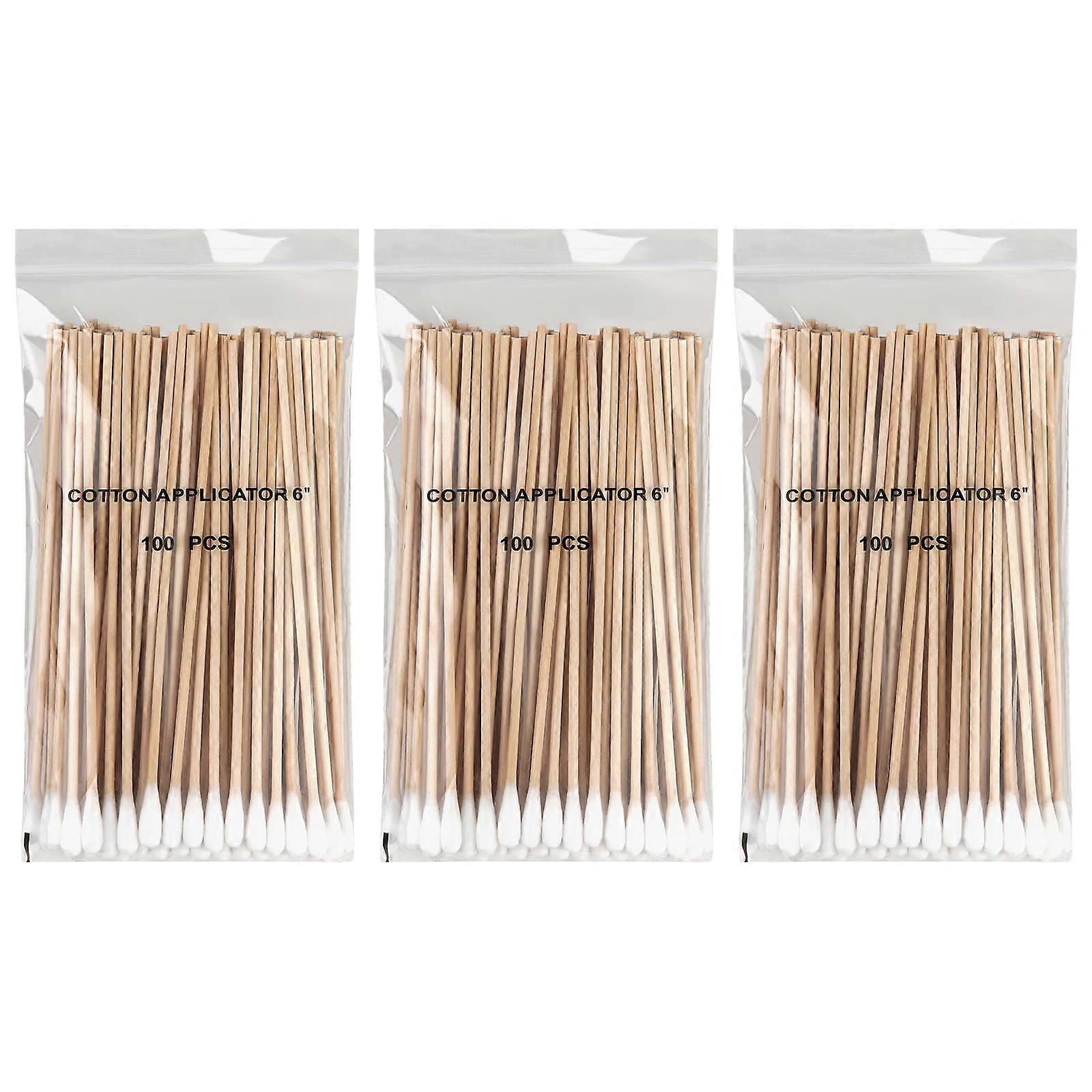 300pcs 6 Inch Wooden Stick Cotton Swabs with Precision Pointed Tip for Makeup and Cleaning
