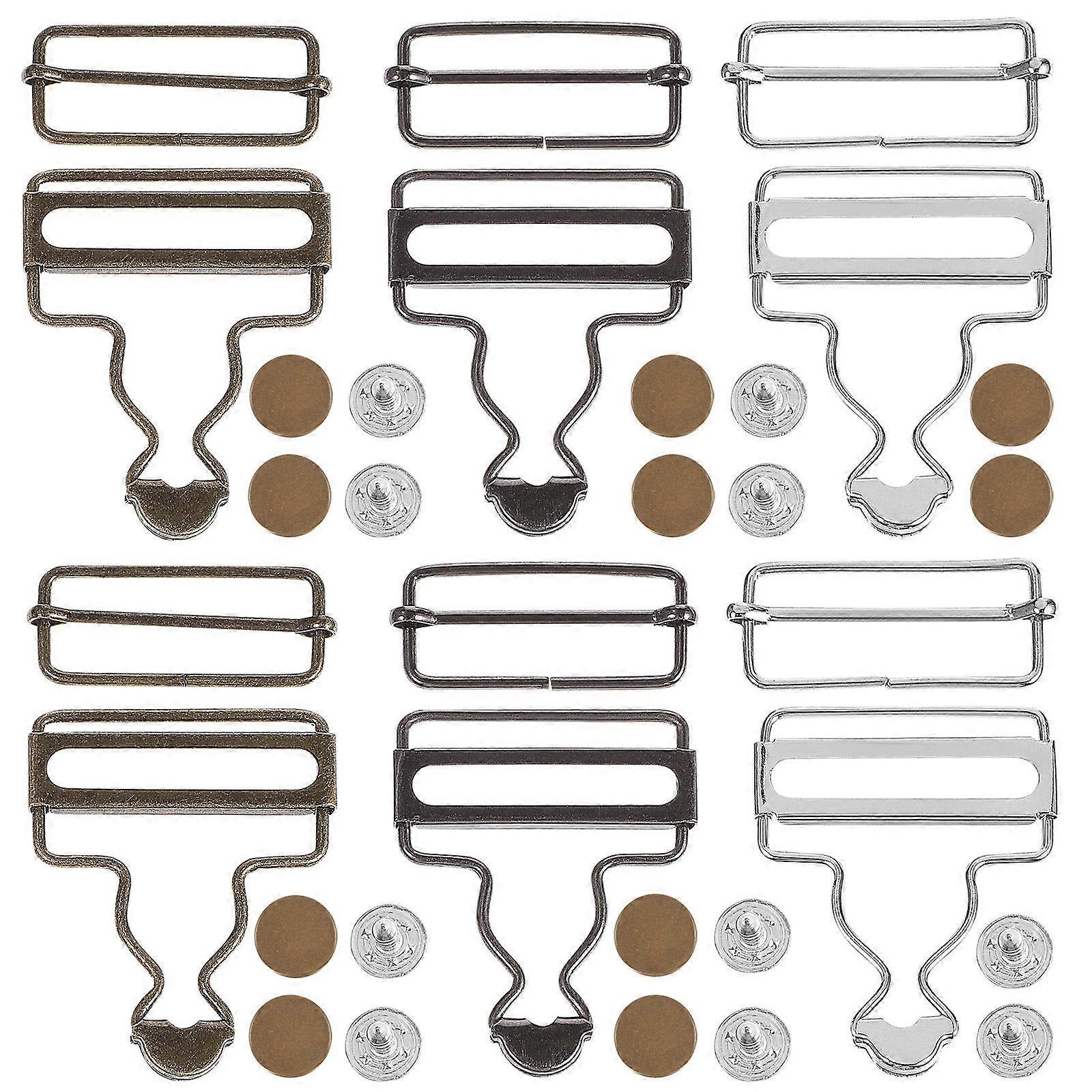Overall Buckles Metal Suspender Replacement for Craft Use 30Sets with Buttons