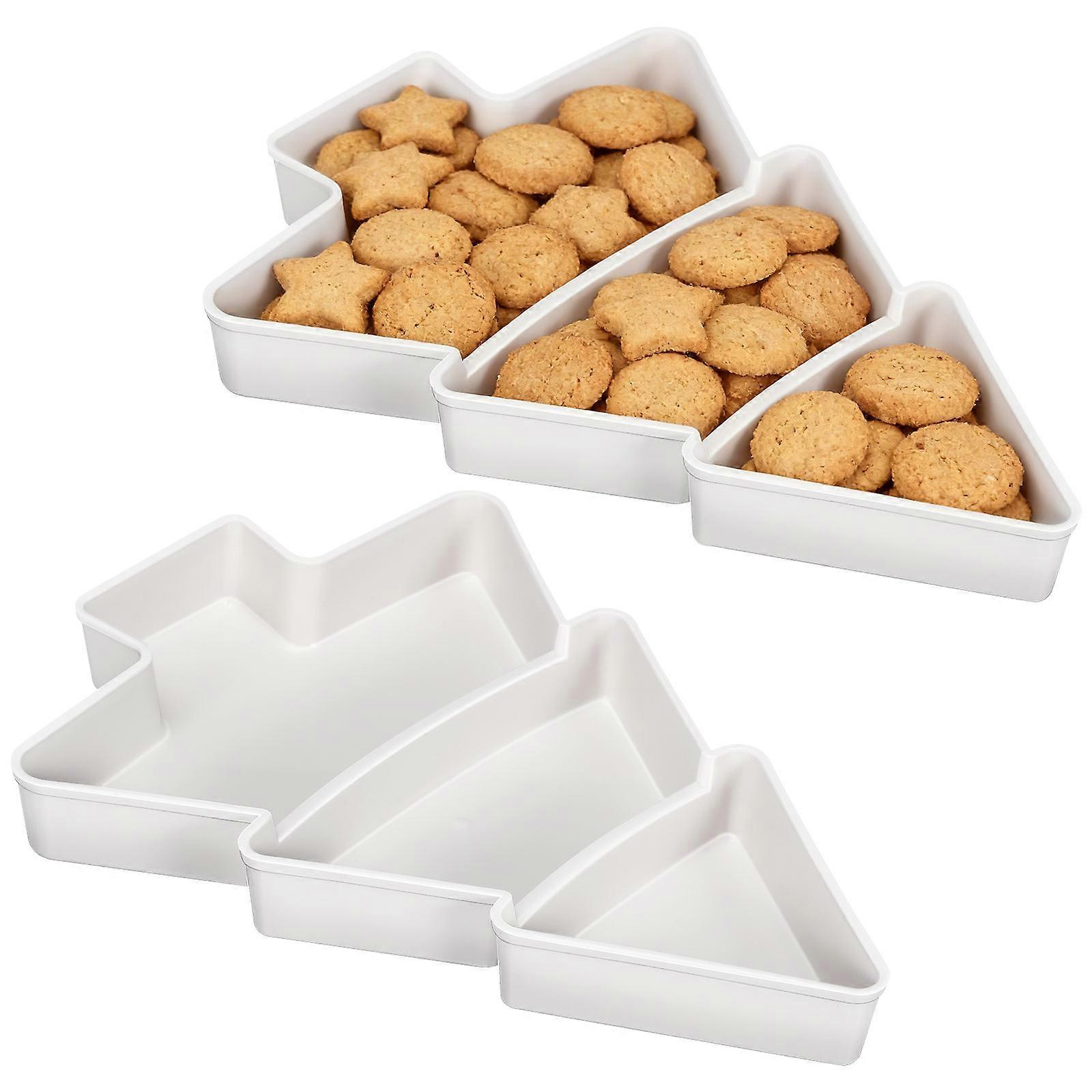 Fruit Tray Christmas Tree Shape Plastic Snack Holder 2Pcs for Storage