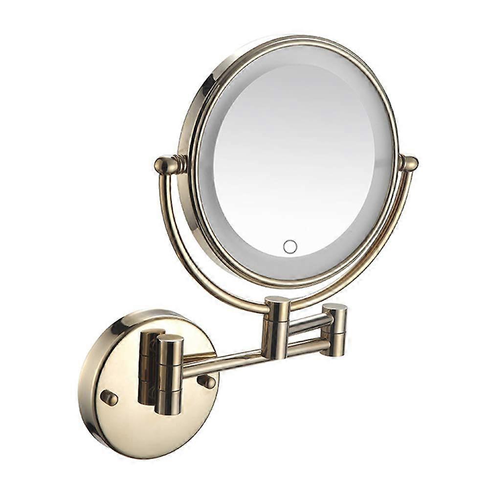LED Wall Mounted Makeup Mirror with Touch Control, 360° Rotation, DualSided Foldable Design for Bathroom