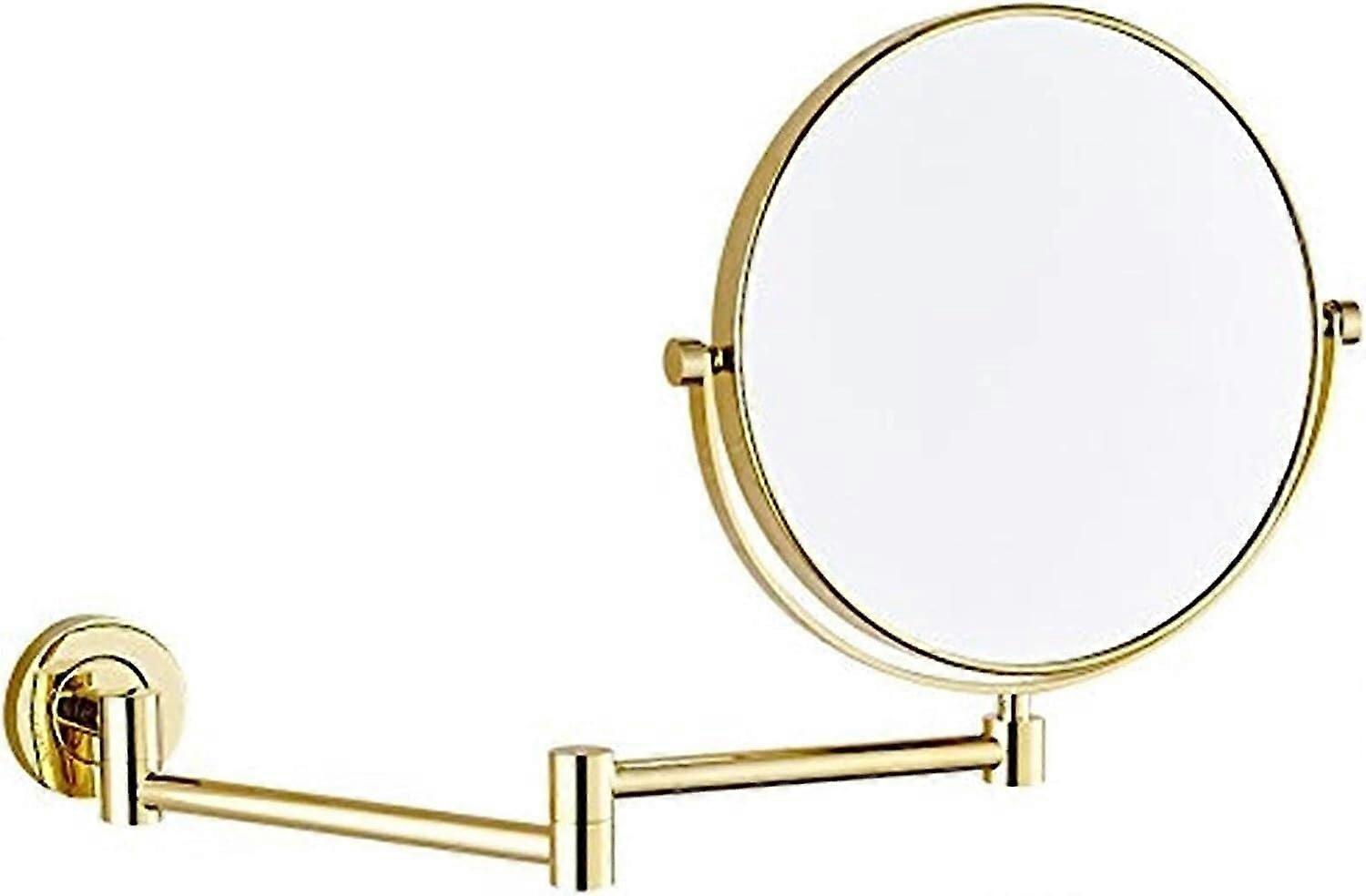 Wall Mounted Gold Makeup Mirror 5X Double Sided 360° Rotating Extendable Arm for Bathroom