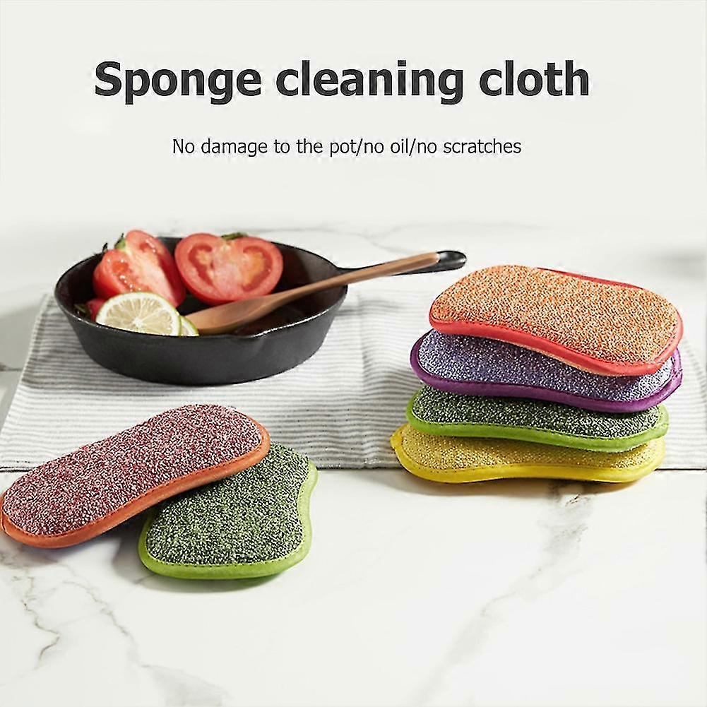 26-27 Double Sided Sponge Kitchen Cleaning Towel Kitchenware 5pcs