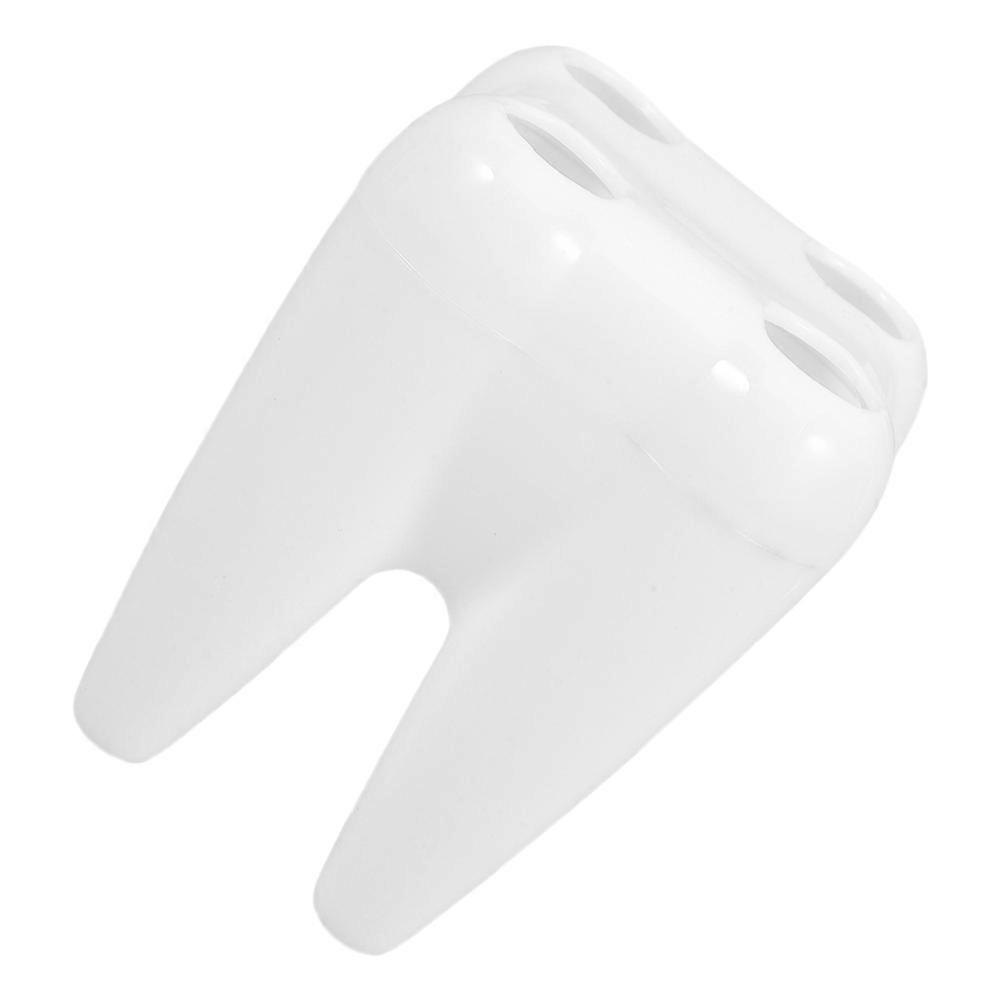 Tooth-Shaped Toothbrush Holder for Bathroom Storage White Organizer