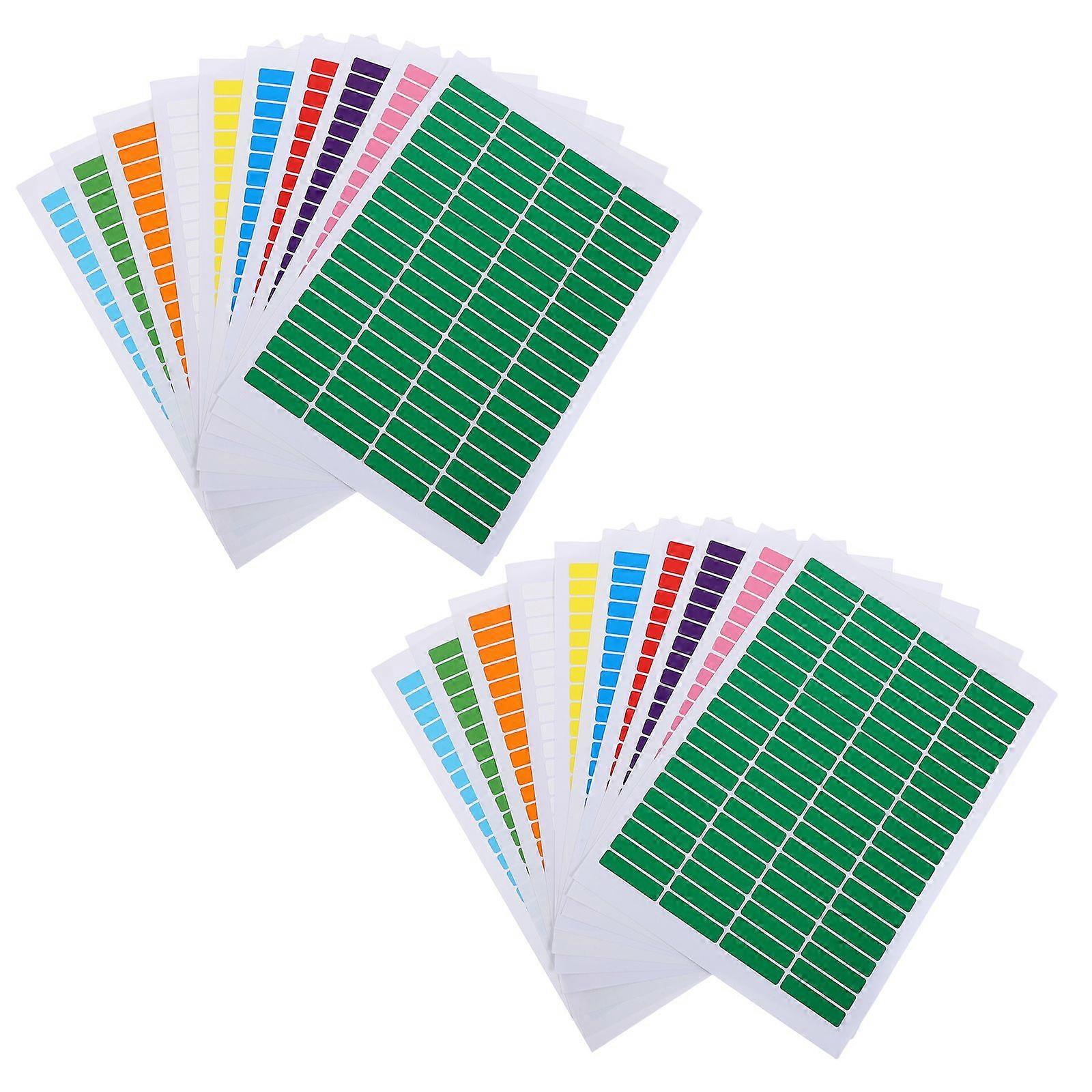 20 Sheets Rectangular Color Coding Labels - Self-Adhesive Blank Name Tag Stickers - Printers Writable Label Paper For File Folder Identification Class