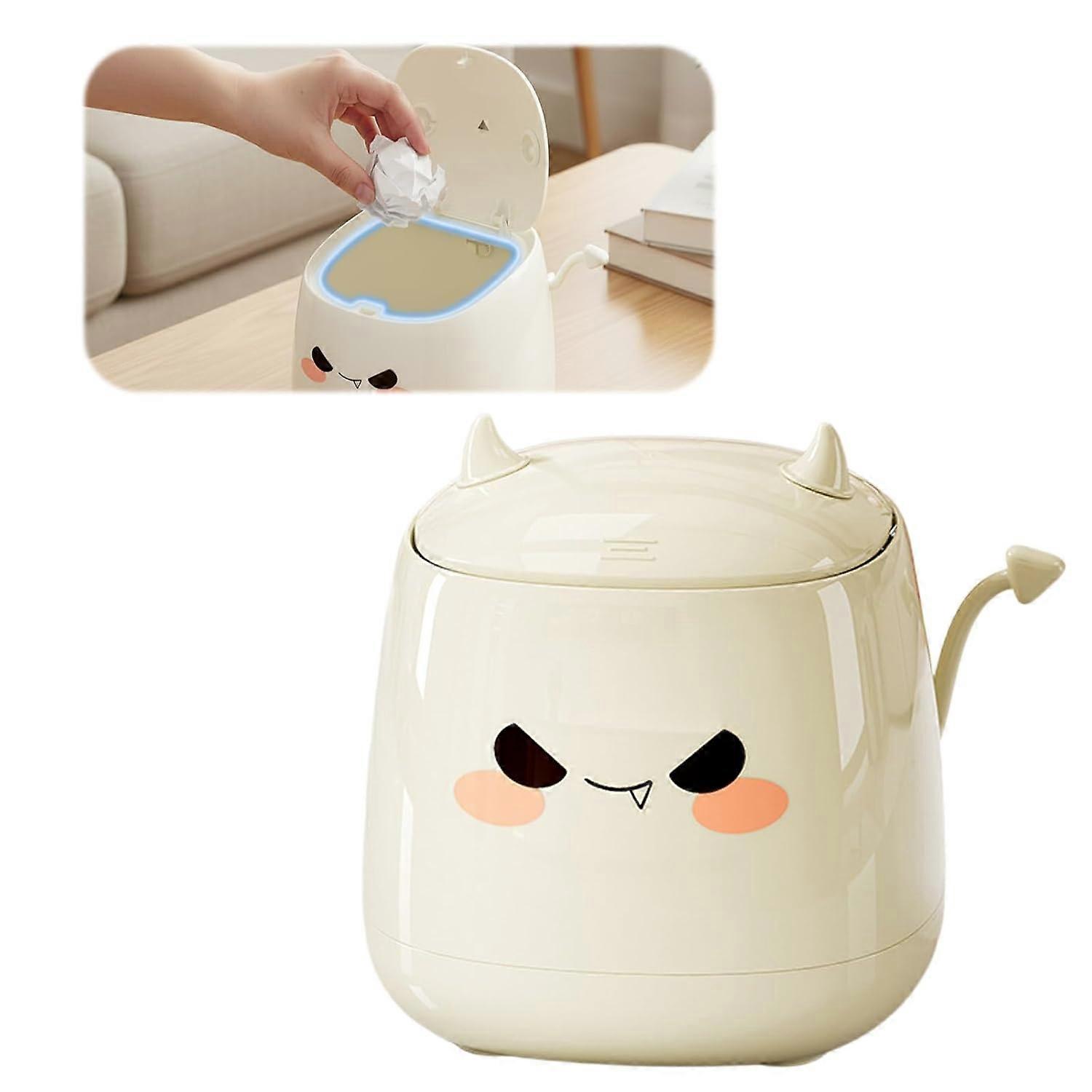 Small Desktop Trash Can with Lid, Plastic Trash Can