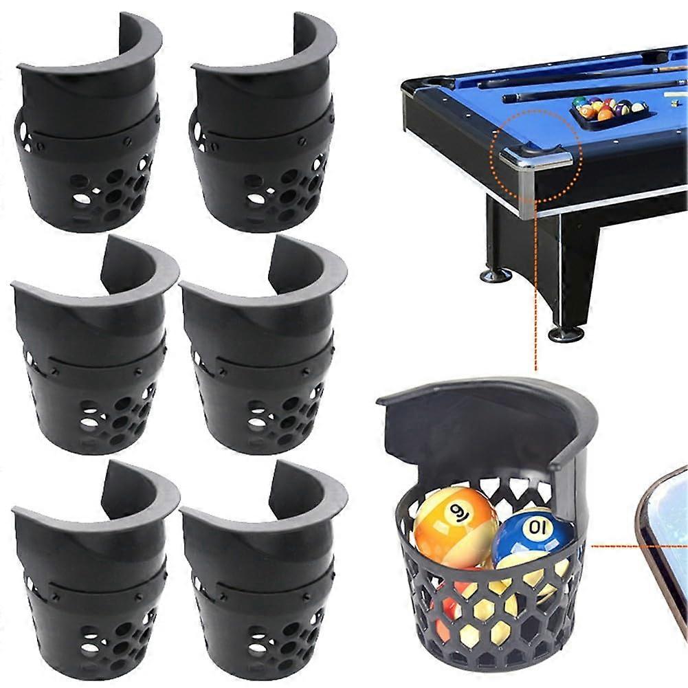 6pcs Plastic Pool Table Pockets Set with Hexagonal Net, Easy Ball Count, Quick Installation