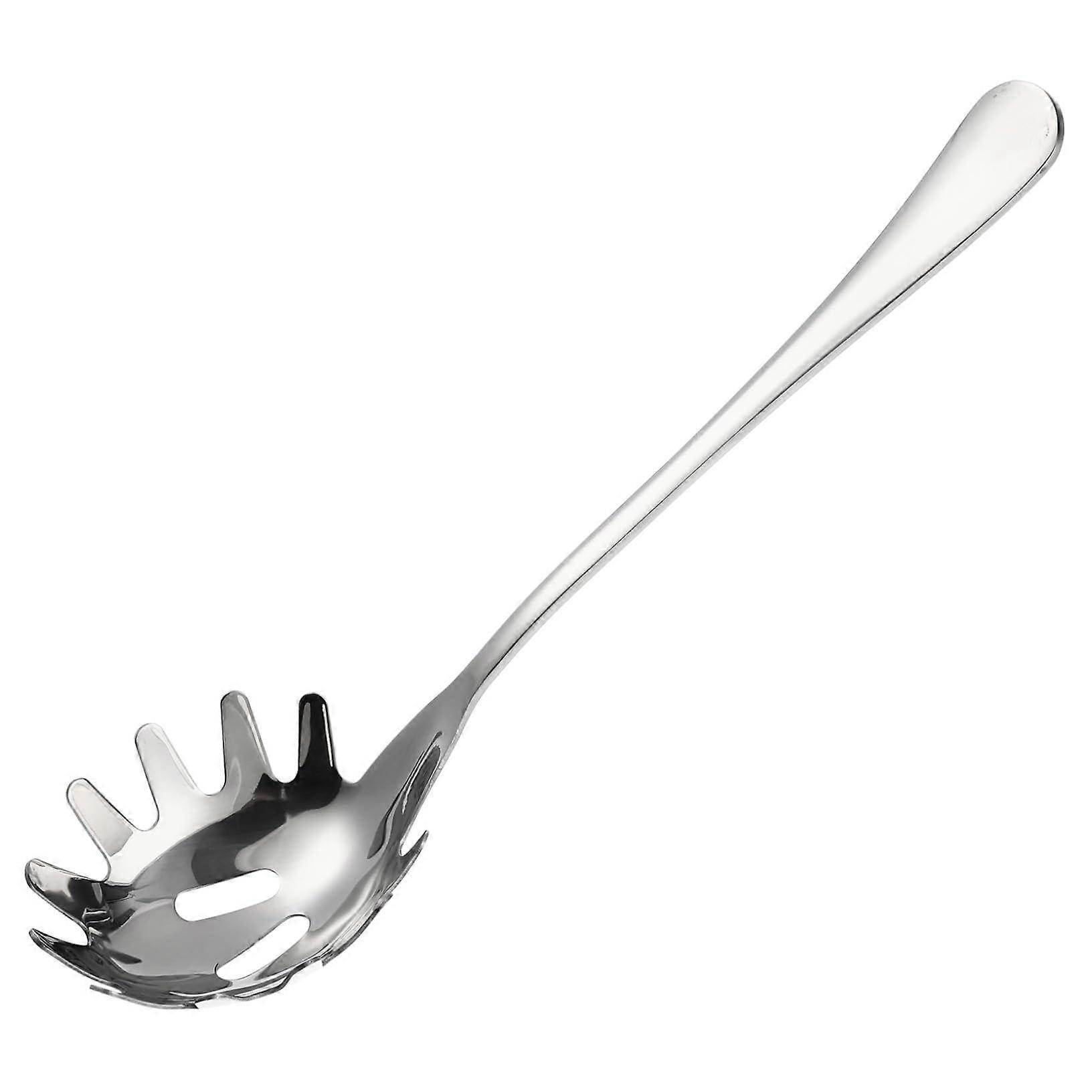 Stainless Steel Pasta Server with Ergonomic Grip and Smooth Rounded Edges for Easy Draining