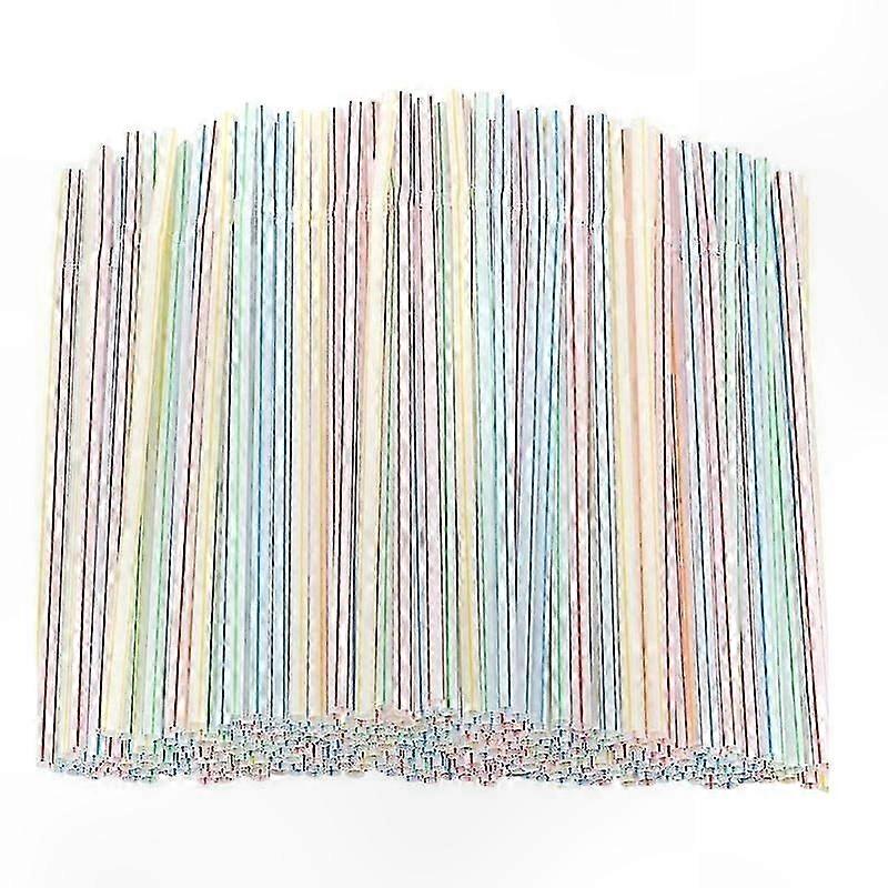 500 Multi-Colored Plastic Straws 8" Length Bendable for Parties