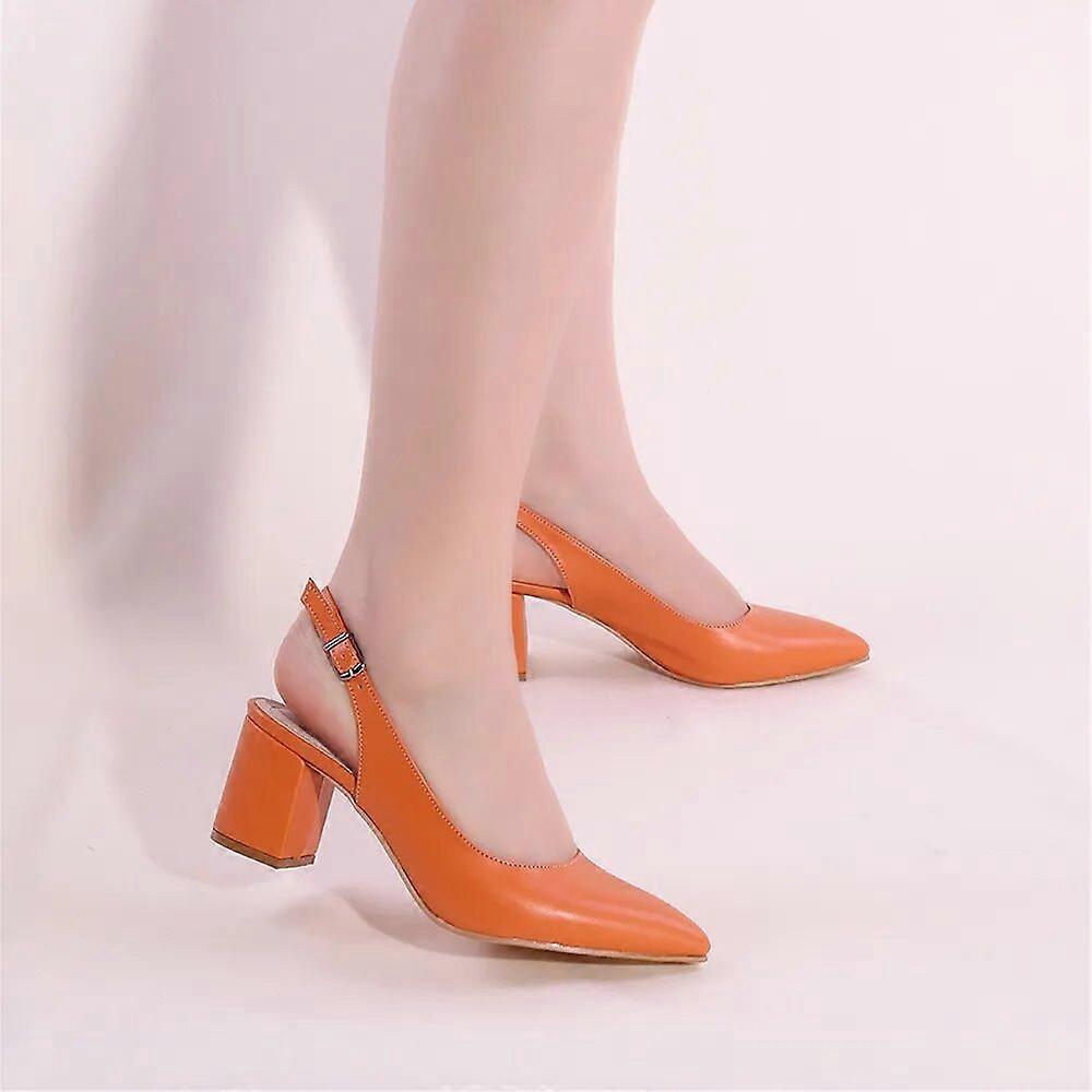 Orange Ankle Strap Block Heel for Women MA-028