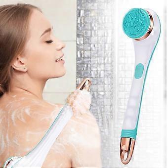 Electric Body Scrubber with Long Handle, 4 Brush Heads, USB Rechargeable Back Shower Brush