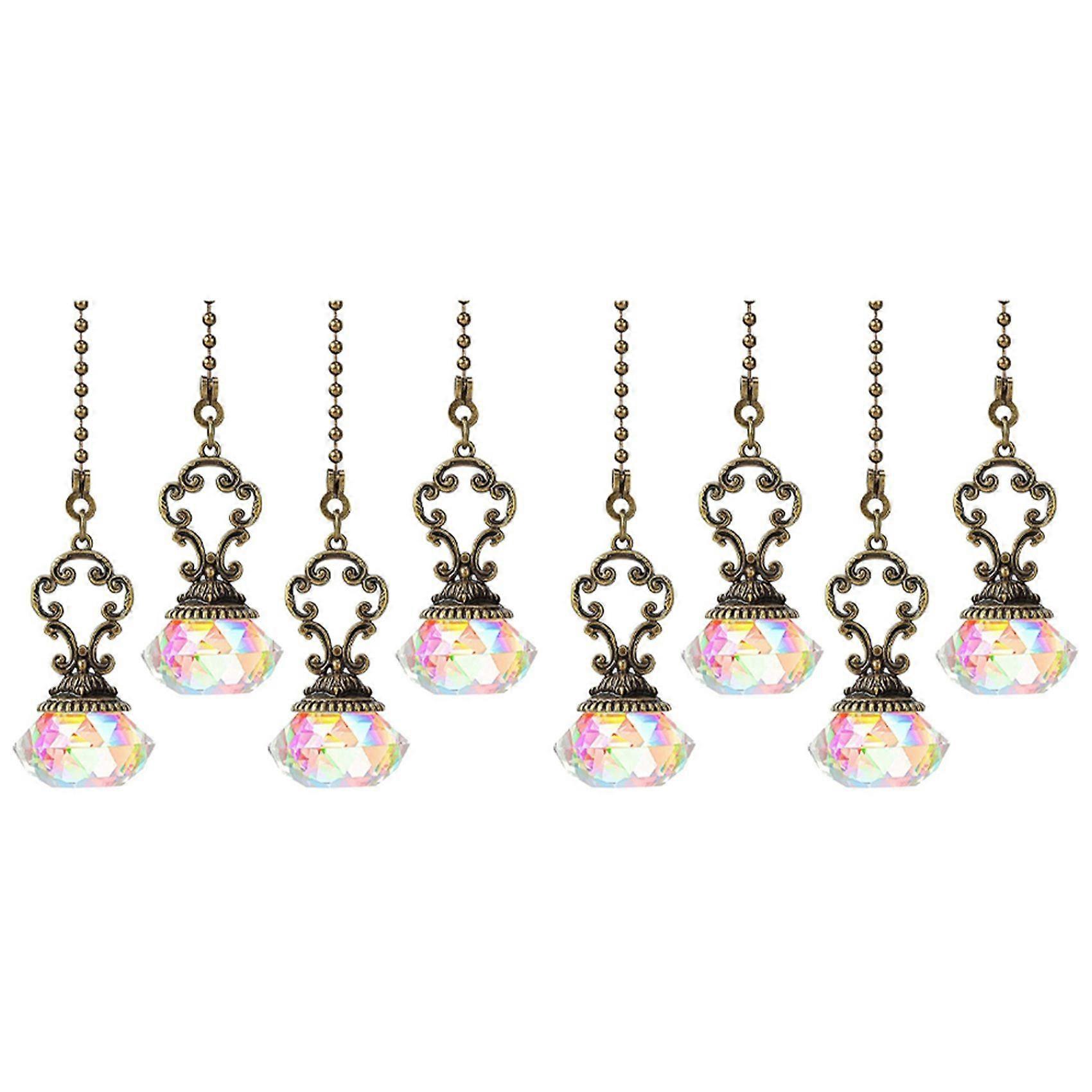 8 Pieces Artificial Crystal Ceiling Fan Pull Chains Pull Chain Extension with Connector for Light Ceiling Fan Desk Lamp