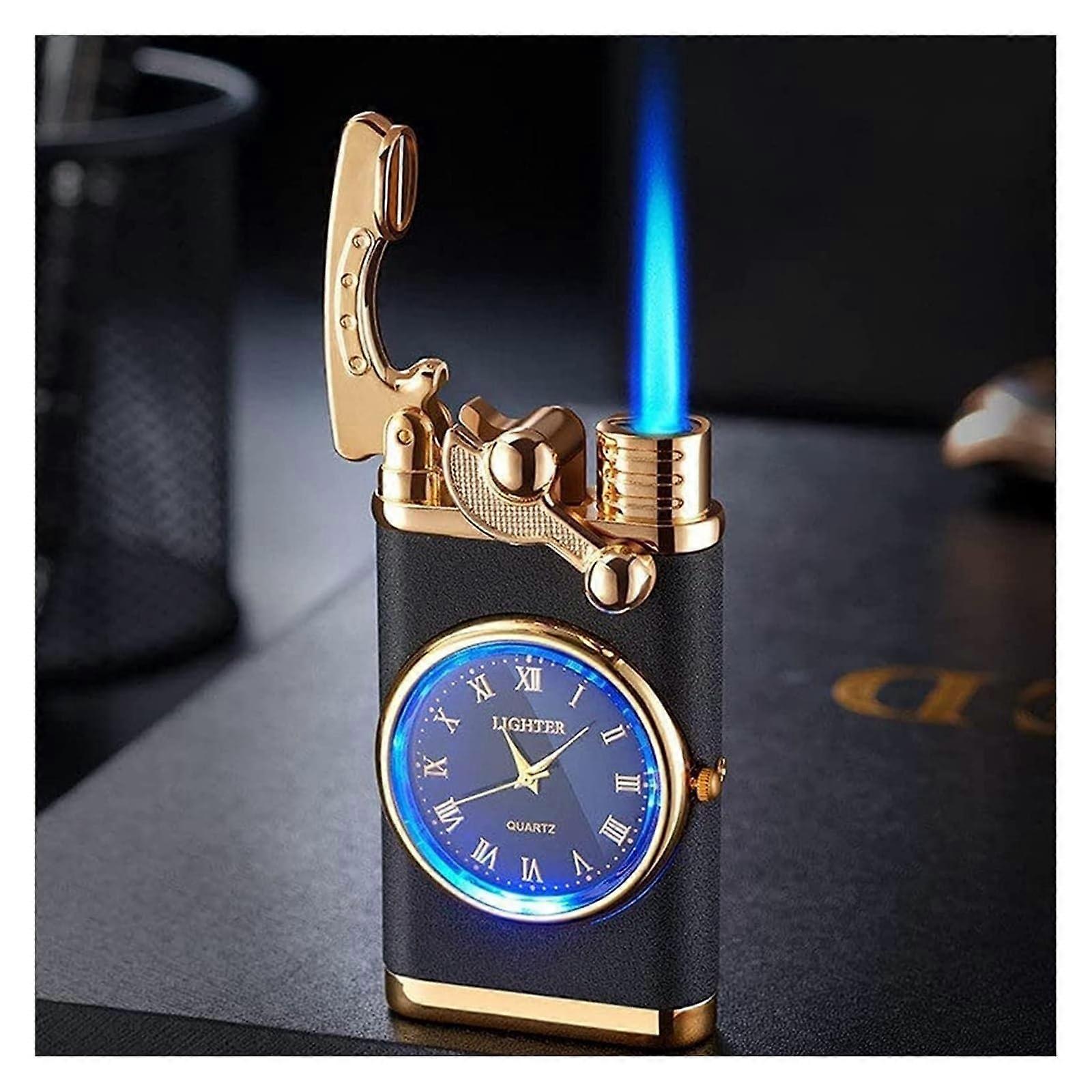 Jet Flame Lighter Windproof Metal Blue Flame Rocker Design Compact Pocket Size Gift Box