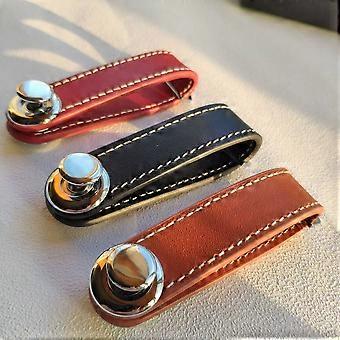 2X Moderigtig Bilnøgle Taske Taske Pung Holder Kæde Nøgle Pung Ring Lomme Nøgle Organizer Smart Læder Nøglering Sort