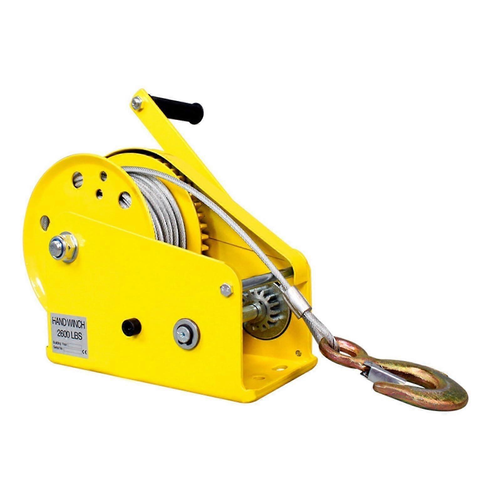 2600 lbs Manual Hand Winch with 20m Durable Wire Rope Hoist, Bidirectional SelfLocking