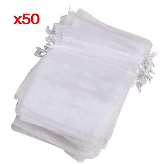  50X organza drawstring wedding gift bag White