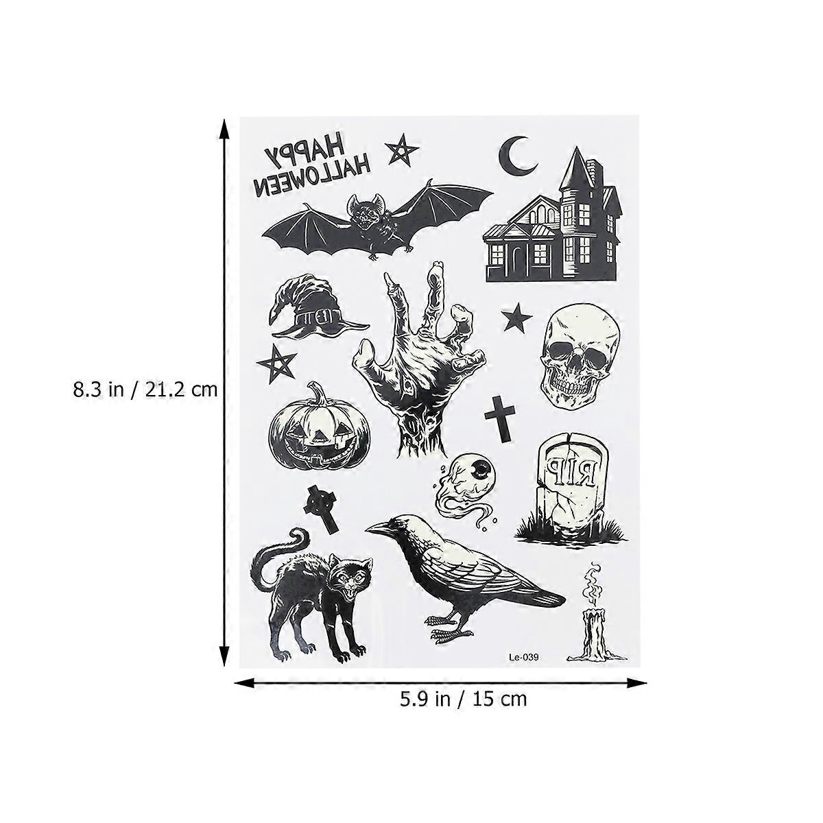 Luminous Sticker Halloween Tattoo Pattern for 5 Sheets Waterproof Decor