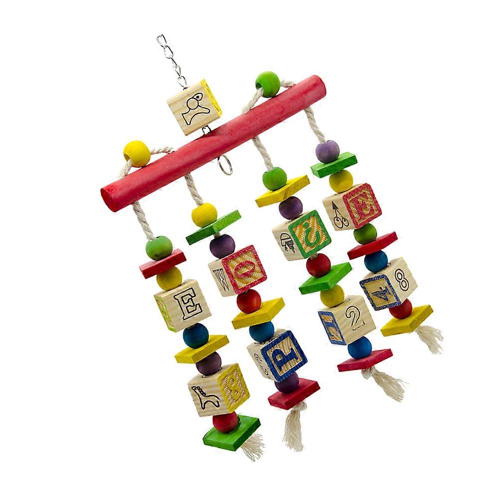 Parrot Toy Wooden Chewing Toy for Medium Parrots with Biting String