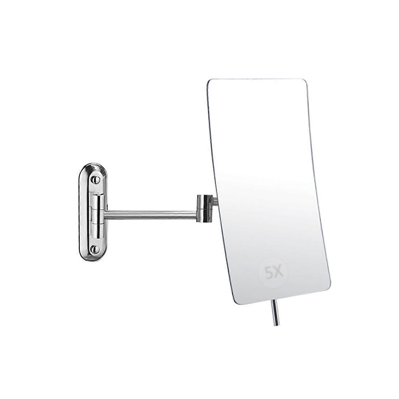Wall Mounted Magnifying Mirror with 5X Magnification, Rectangular Chrome Finish and Adjustable Arm