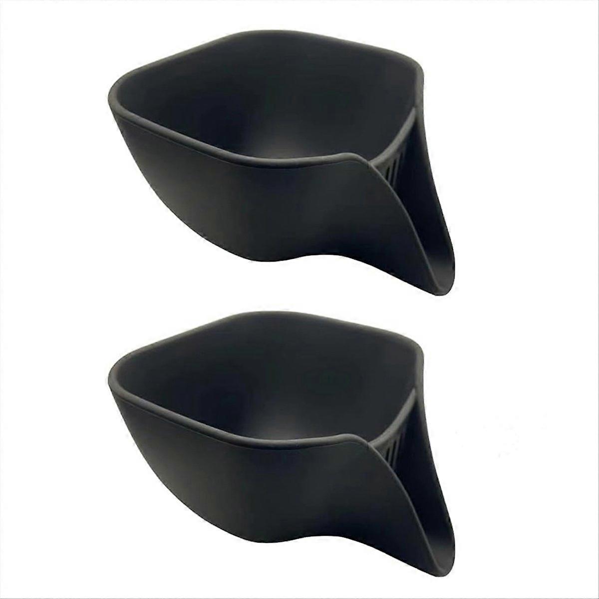 2Pcs Multi-Function Water Filter Basket With Spout,Drain Basket,Black