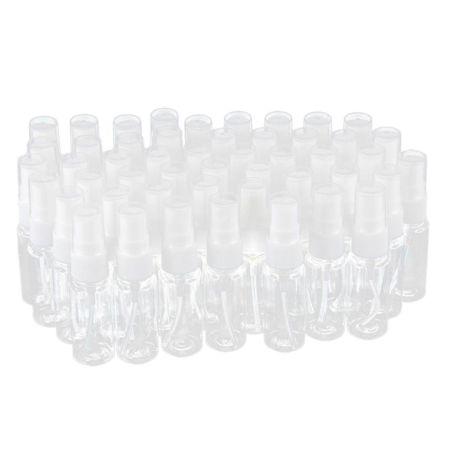 50-pack Empty Clear Plastic Fine Mist Spray Bottles with Microfiber Cleaning Cloth, 20ml Refillable