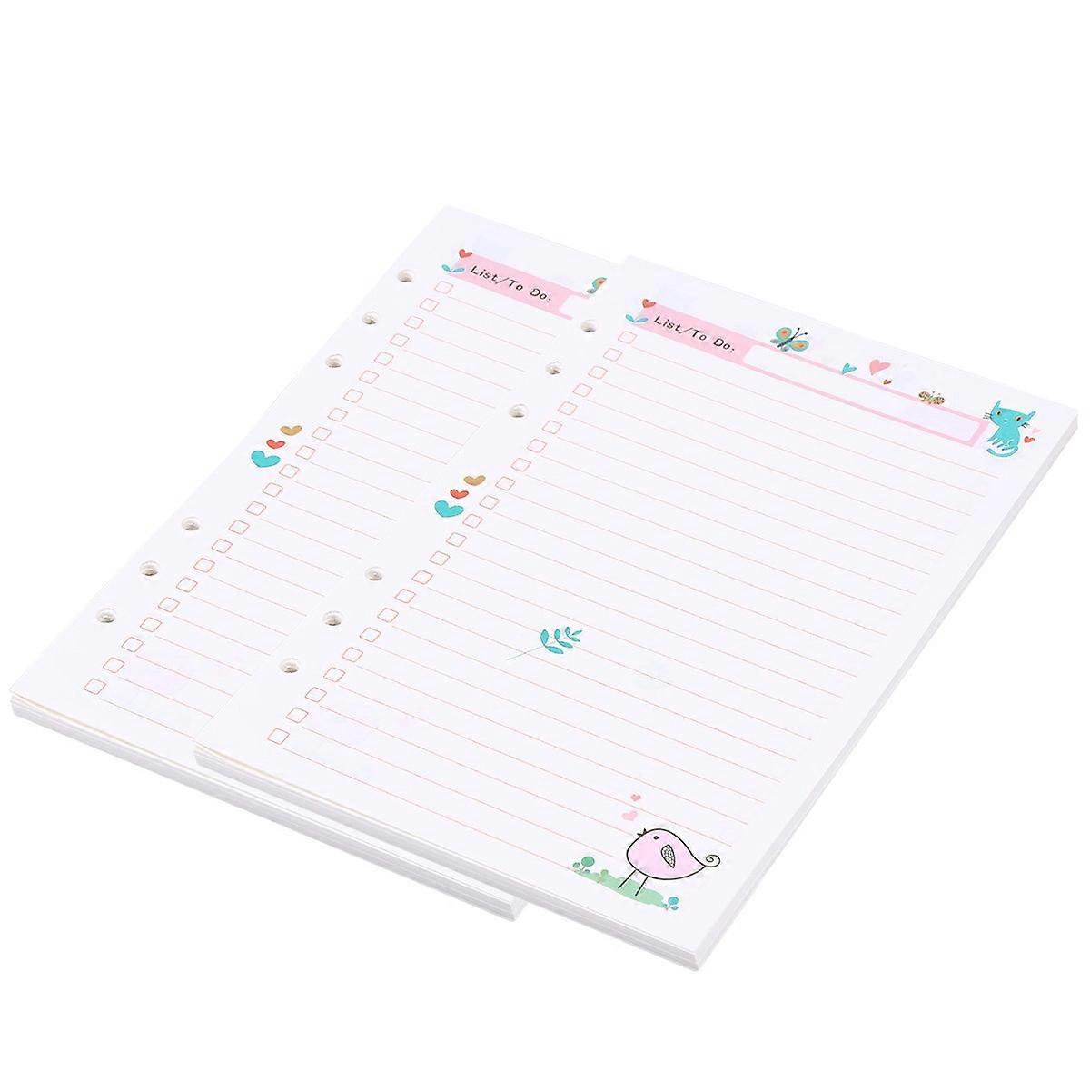 Notebook Paper Refills 2Pcs Loose Leaf Paper for Planner Notepad A5 6 Holes