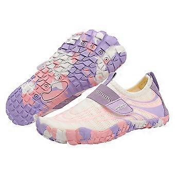 Kinder-Wasserschuhe, Barfuß-Schnelltrocken-Aquasocken für Jungen, Mädchen und Babys mit rutschfester Gummisohle, Lila, 9-10 Jahre