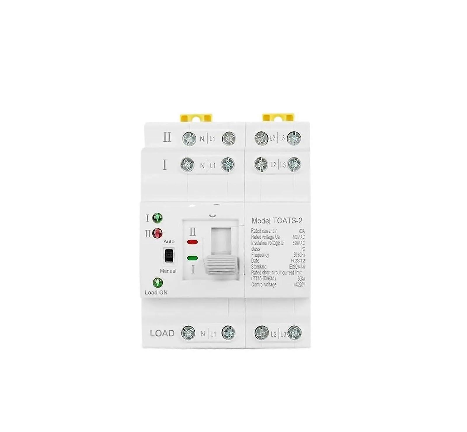 Automatic Transfer Switch 4 Pole 63A 220V Dual Power Selector for Continuous Industrial Use