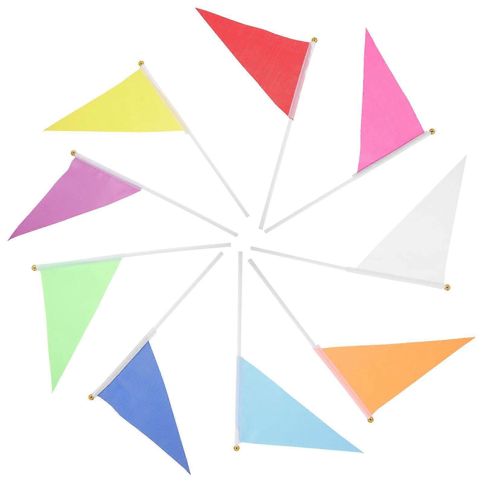 9pcs Small Handheld Flags Mini Shaking Flags Garden Small Flags Polyester Small Flags