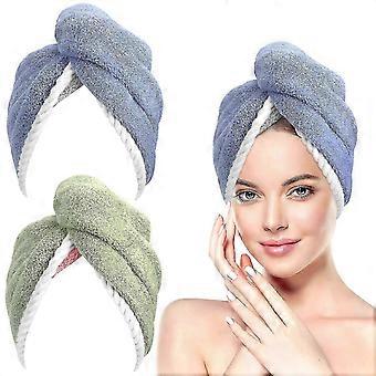Haartrockner Handtücher für Frauen 2Pcs Coral Fleece Schnell trocknender Haar-Turban Geeignet für Heimreisen und Sport