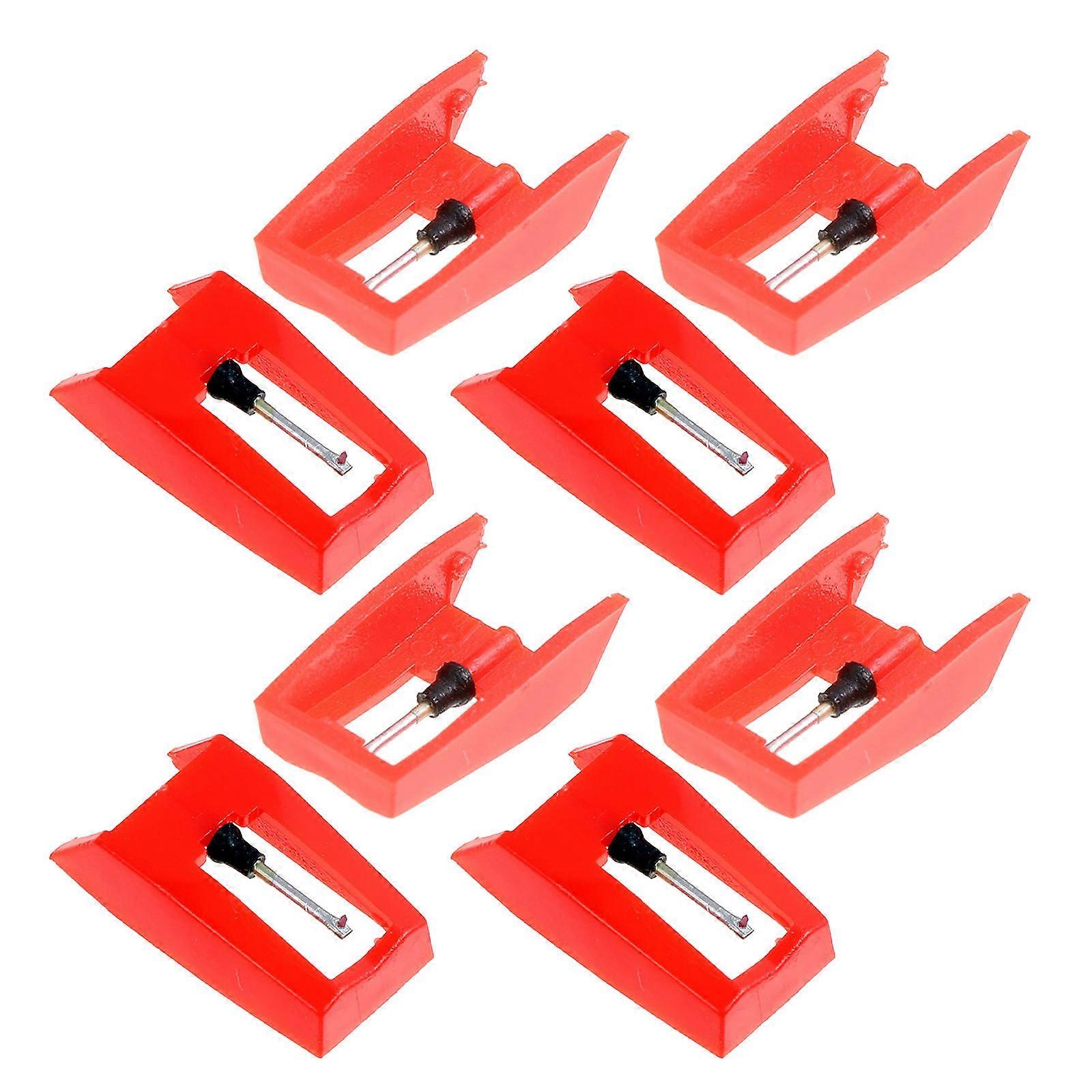 Record Player Stylus Needle Replacement for Turntable 8Pcs Red Material