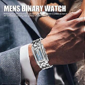 Binary Quartz Sports Mens Fashion Movement Backlight LED Blue Watch Casual
