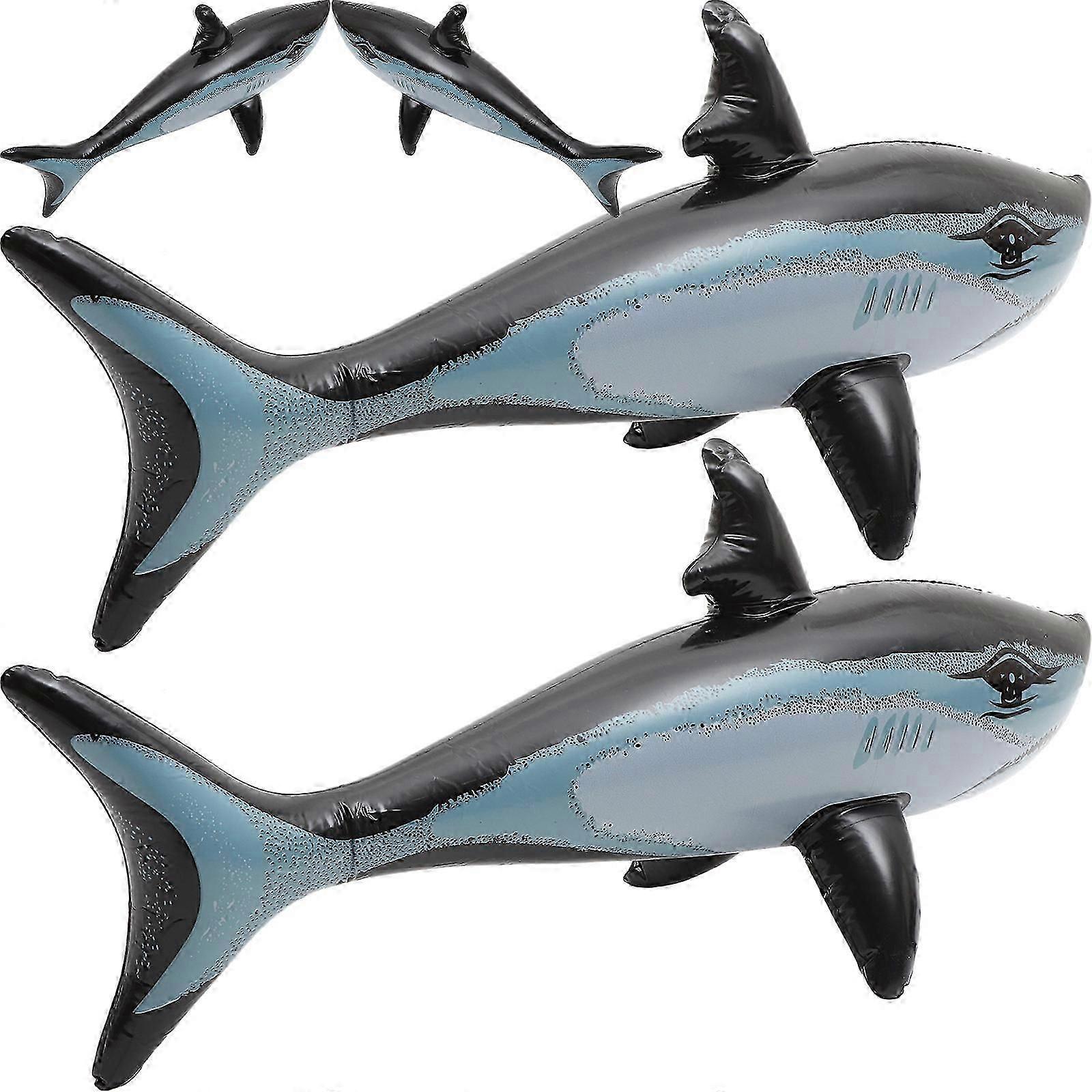 Inflatable Shark Floating Shark Playthings for Pool 4Pcs Durable PVC Material