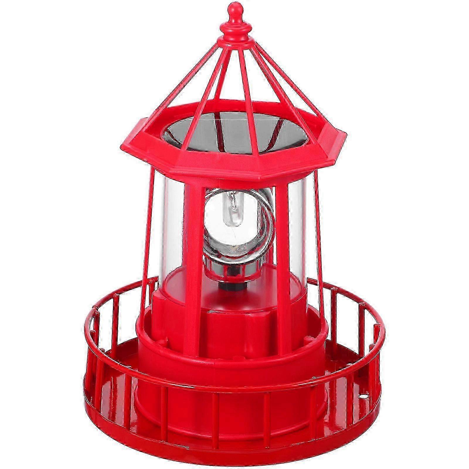 Solar Powered Rotating Lighthouse Lamp Outdoor Simulation Yard Decor