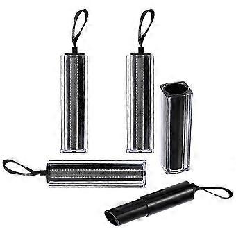 Tubo de lápiz labial recargable para almacenamiento, 4 unidades, tubo biselado negro.