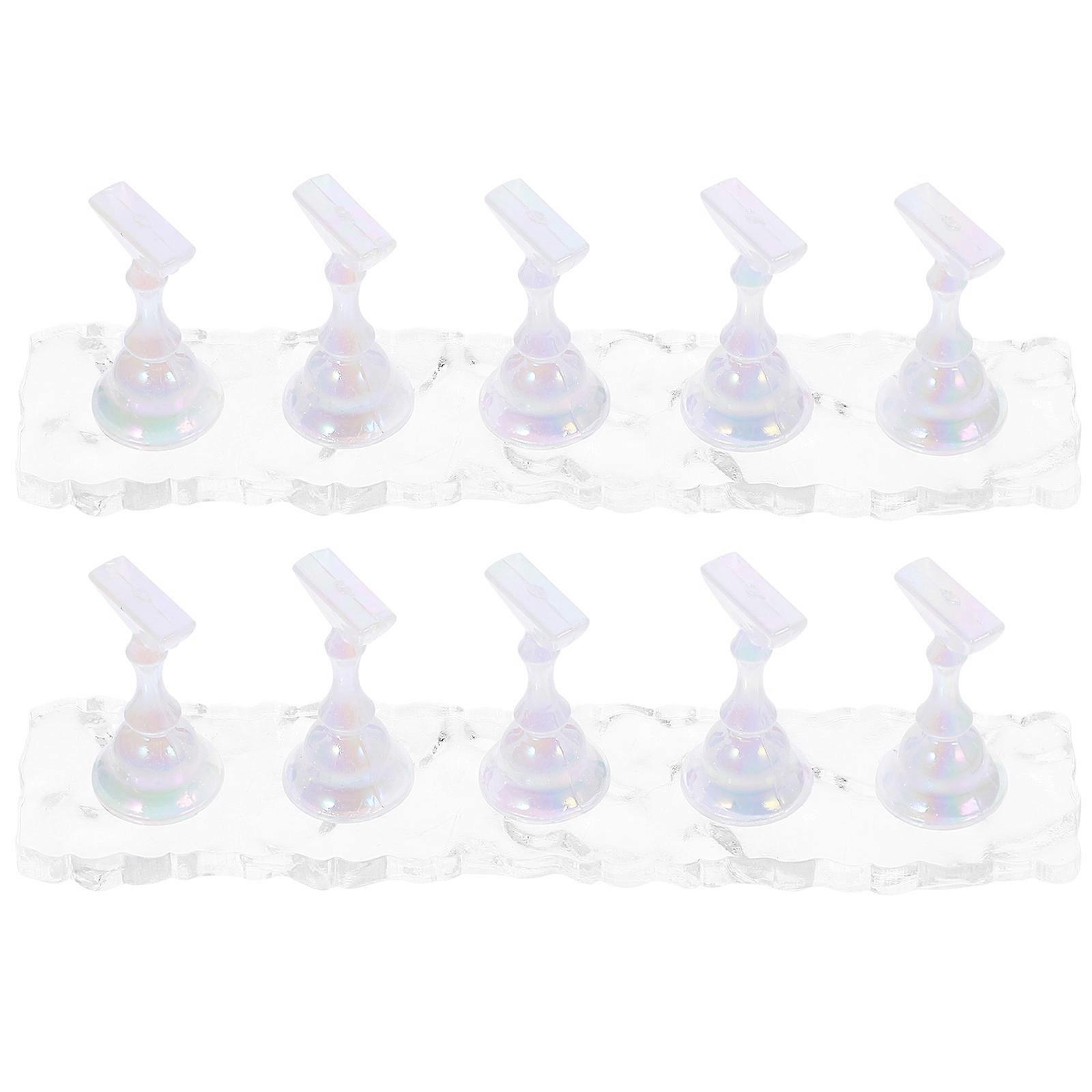 2Sets Nail Practice Stand Acrylic Holder for Display White