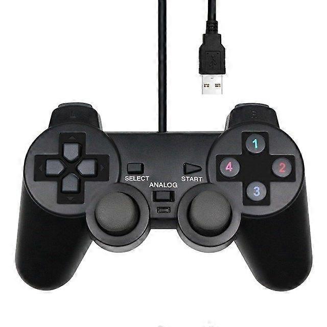 בקר משחק למחשב USB קווי, ג'ויסטיק תואם ל-WinXP/Win7/8/10, ג'ויסטיק תואם למחשב נייד למחשב Windows, ג'ויסטיק למשחקים שחור
