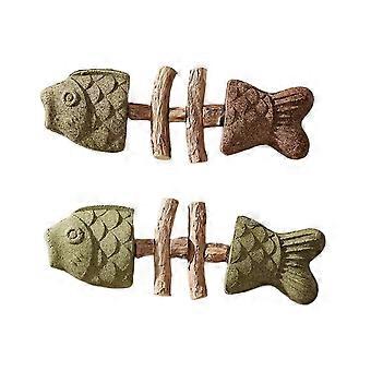 Natural Cat Chew Toy Fishbone Shape Catnip Silvervine Chew Stick Dental Care Teeth Cleaning Stick for Cats Interactive Play Oral Health