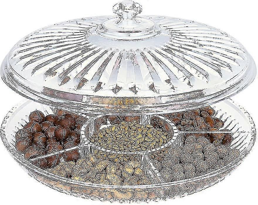 Creative Acrylic Multi Sectional Snack Serving Tray Set avec couvercle Six Sections