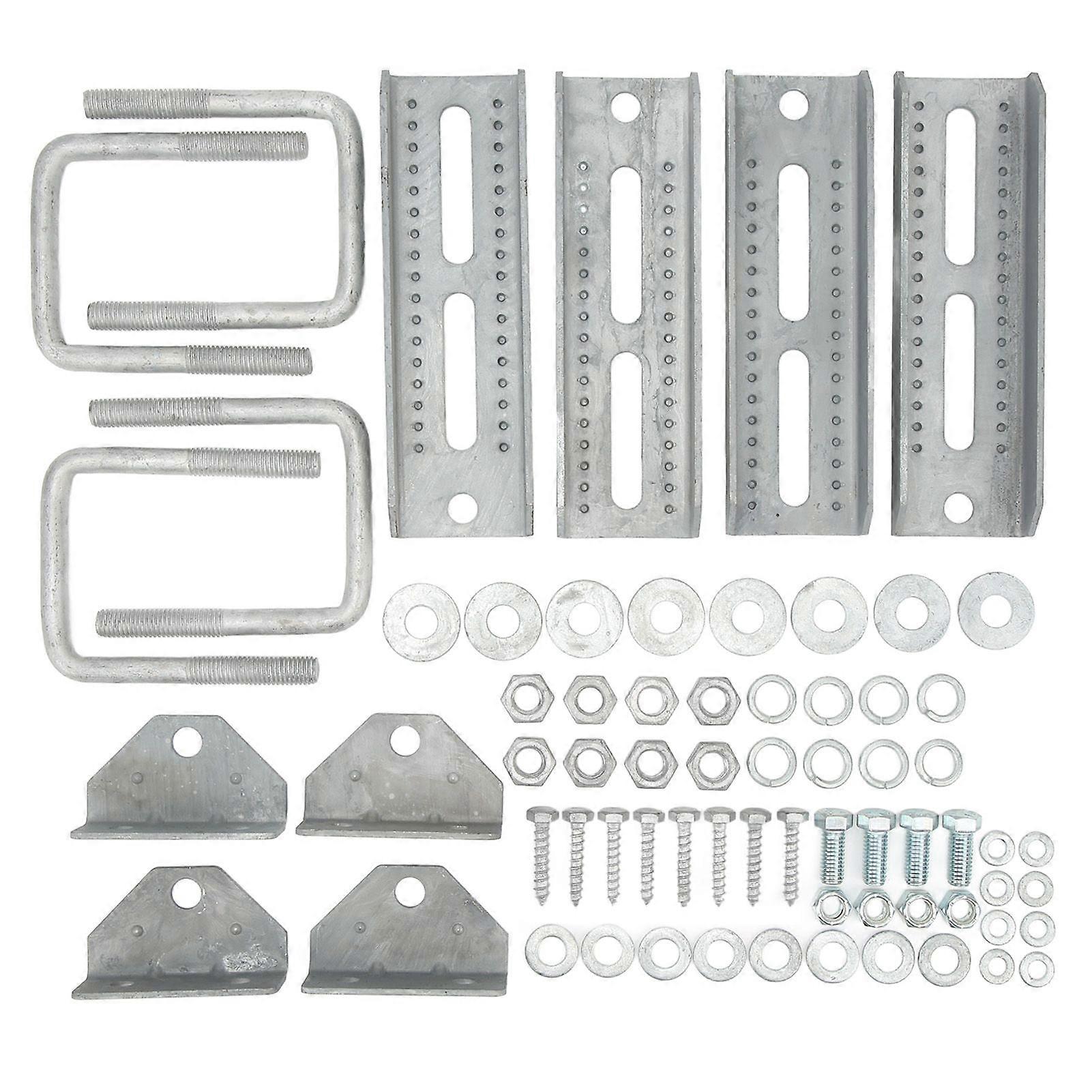 Adjustable Galvanized Bunk Bracket Kit for Boat Trailer, Sturdy Construction, 8in Height, U-Bolts Included