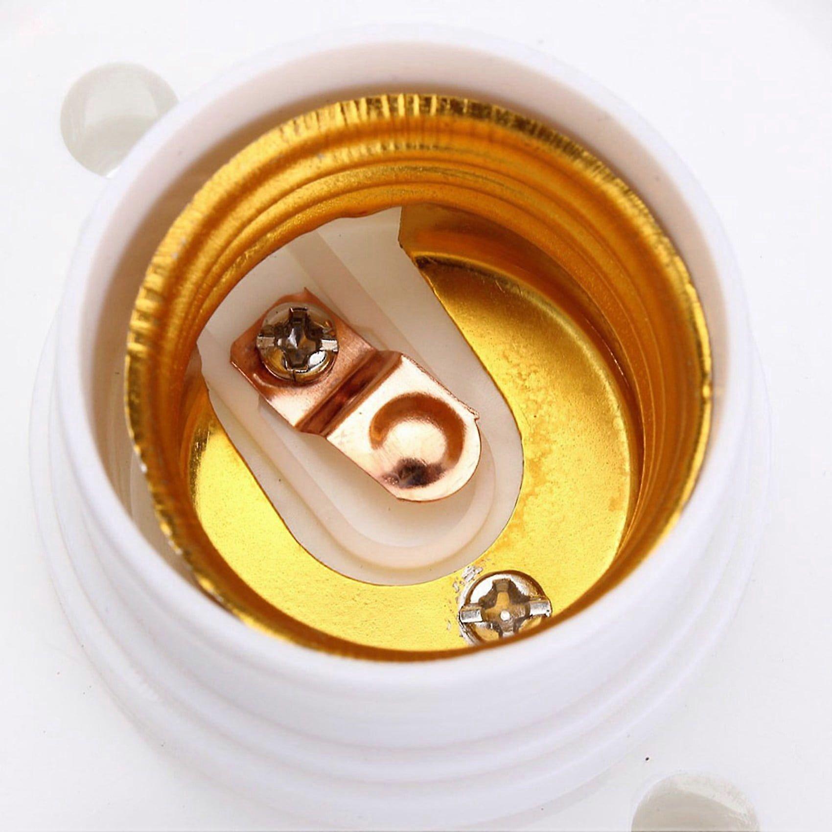 2X E27 Round Plastic Base Screw Light Bulb Lamp Socket Holder White
