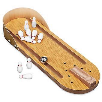 Tabletop Mini Bowling Game Set for Kids 1Set Wooden Indoor Bowling Board Game