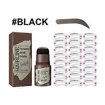 Sobrancelha com impressão na linha do cabelo, corretivo para sobrancelhas, sobrancelha natural, maquiagem rápida para sobrancelhas, cor preta + 24 cartelas de sobrancelhas