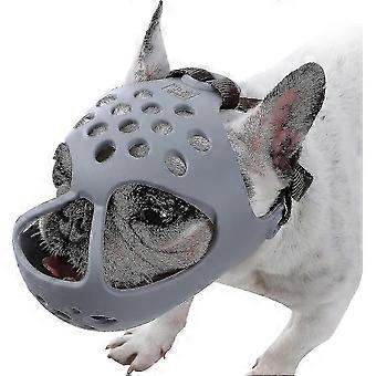 Soft Silicone Adjustable Breathable Muzzle for Short Snout Dogs - French Bulldog, Shih Tzu, Pug Biting Chewing Training