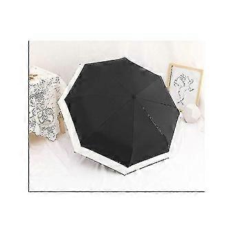 Black And White Spell Umbrella Automatic Folding Female Manual Small Fresh Sunshade Sunny And Rainy Sunscreen And Uv Protection