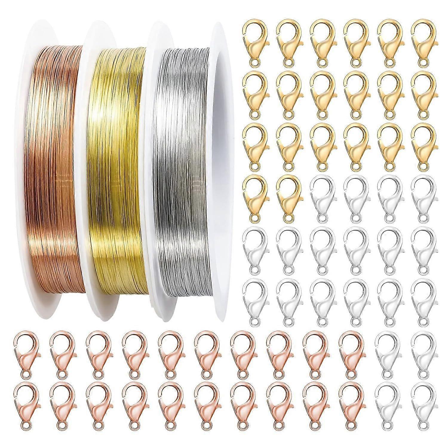 Lot de 3 fils de cuivre pour bijoux, 0,3 mm, pour perlage et enroulement