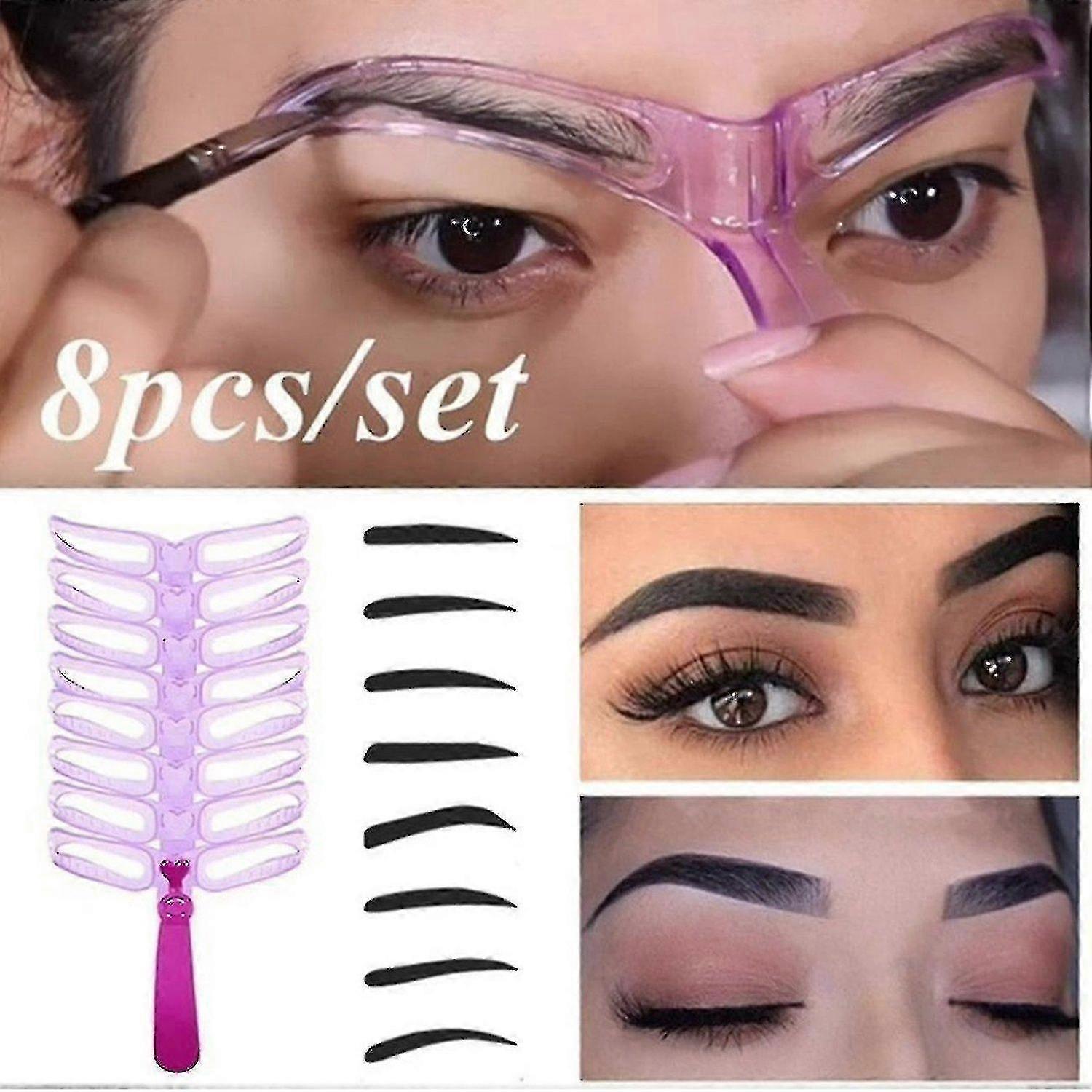 8-Pc Eyebrow Template Set With Handle Strap
