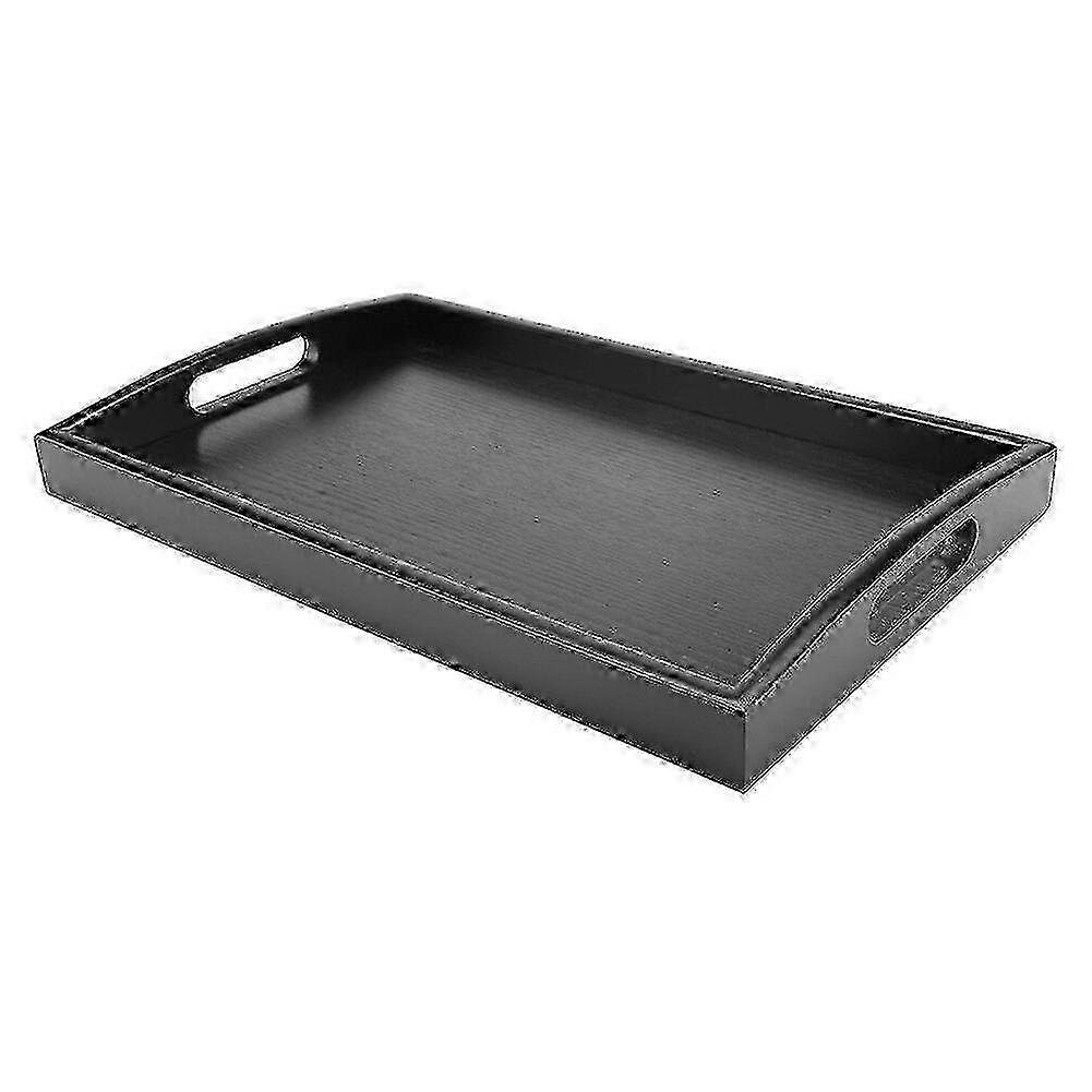 Black Rectangle Wood Serving Tray