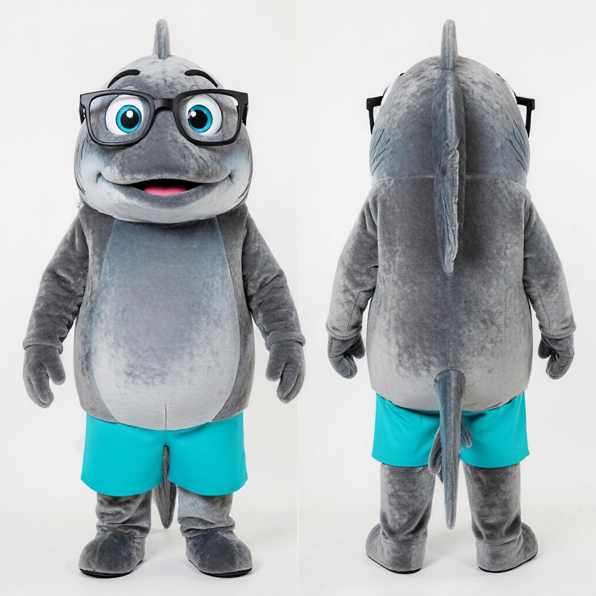 MASTICOT Velvety Gray Cartoon Cod Mascot