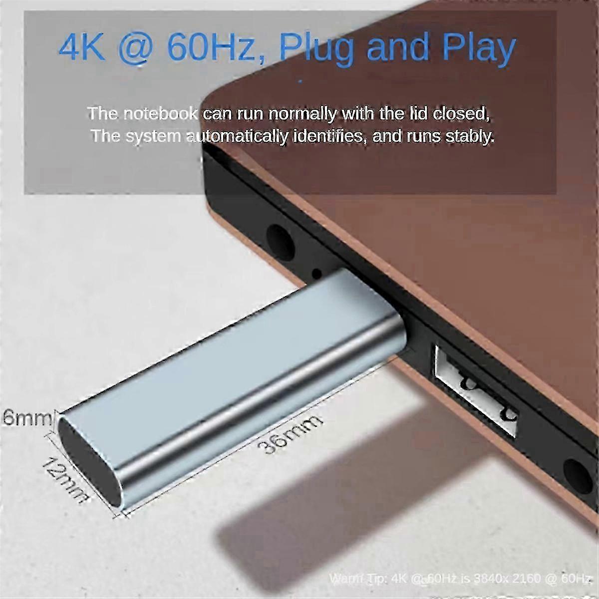 USB Type-C Virtual Display Adapter DDC EDID Dummy Plug Headless Ghost Display Emulator Dummy Load 4K