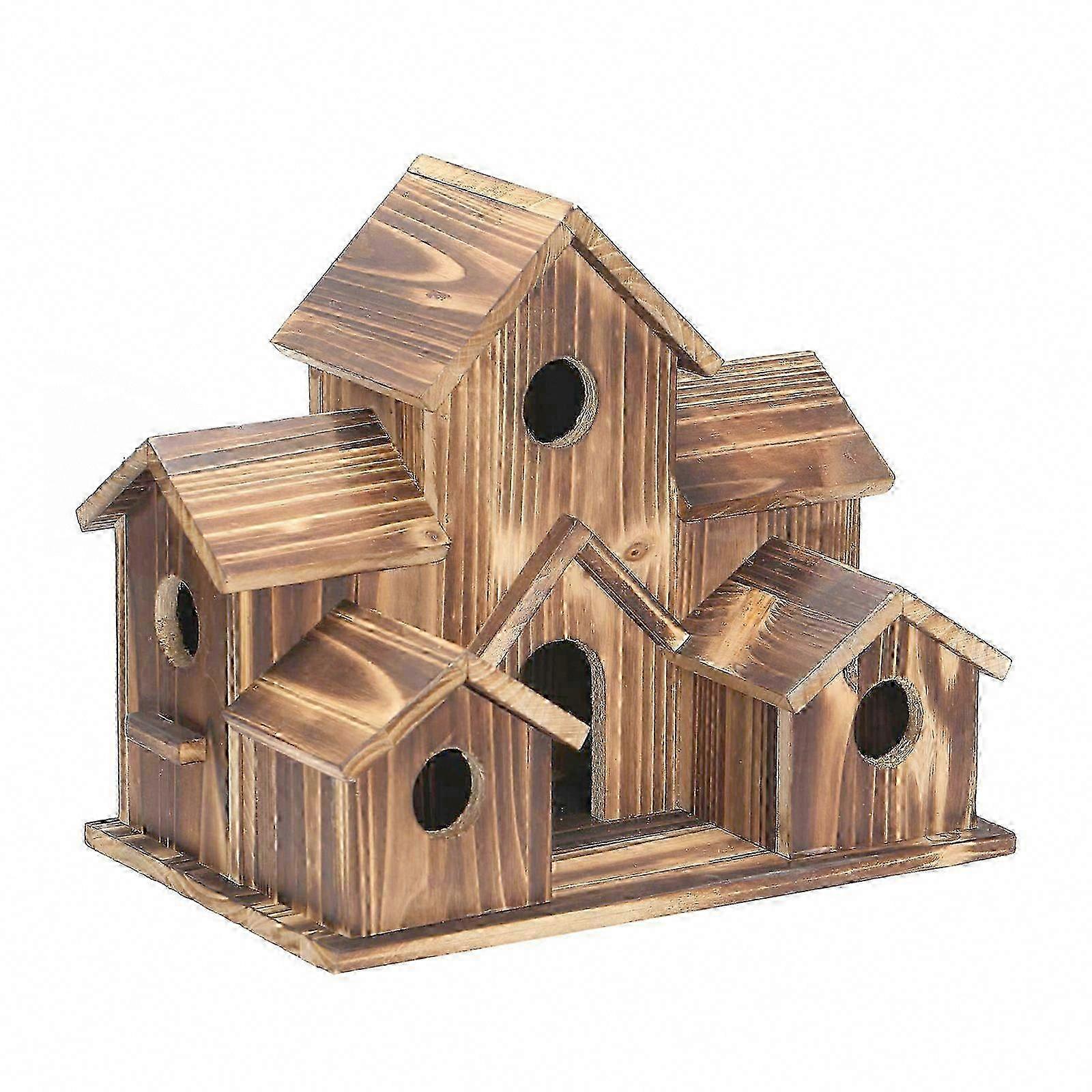 Rustic 6-Hole Garden Bird House